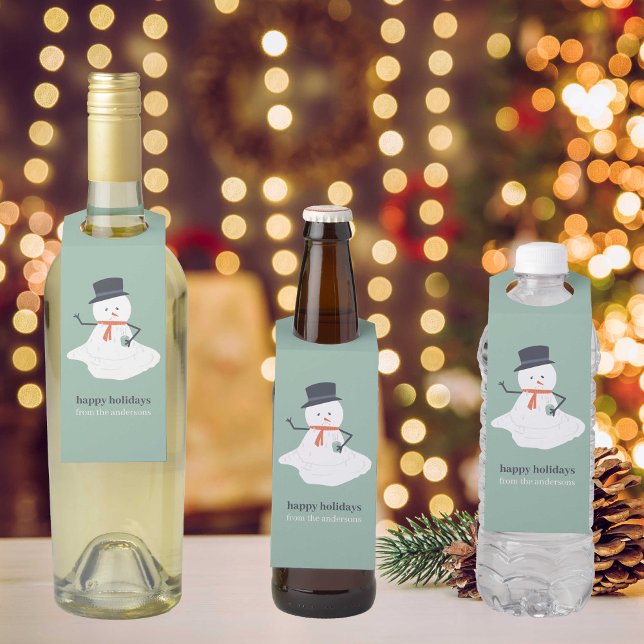Colgador Para Botellas Felices Fiestas Muñeco de Nieve Derretido Lindo  (Subido por el creador)