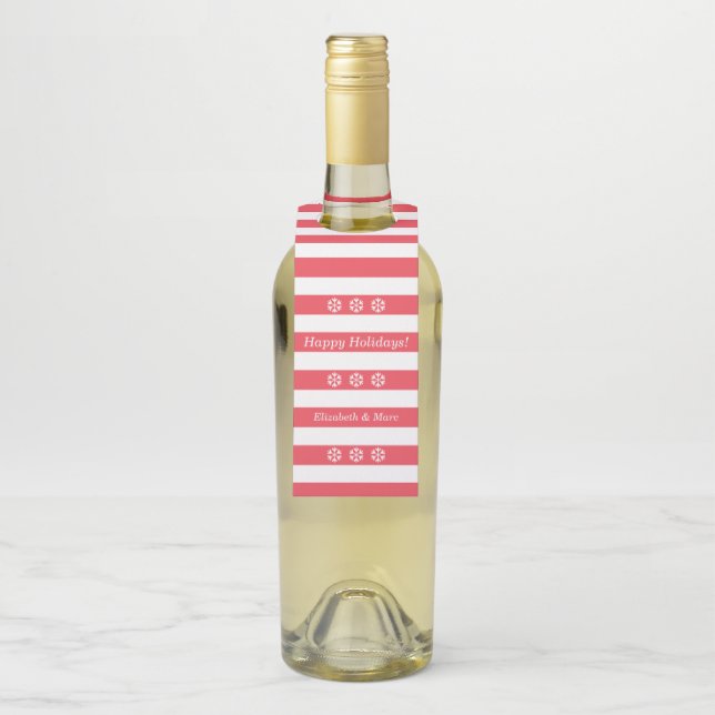 Colgador Para Botellas Felices Fiestas Vino Red Strike Snowflakes (En botella)