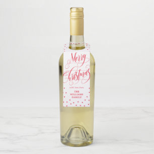 Colgador Para Botellas Felices Navidad de las estrellas de la caligrafía