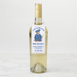 Colgador Para Botellas Felicitaciones Graduación Blue Boy Cap Gown Favor