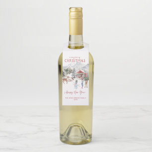 Colgador Para Botellas Feliz Navidad Cabaña Rústica Navideña Acogedora