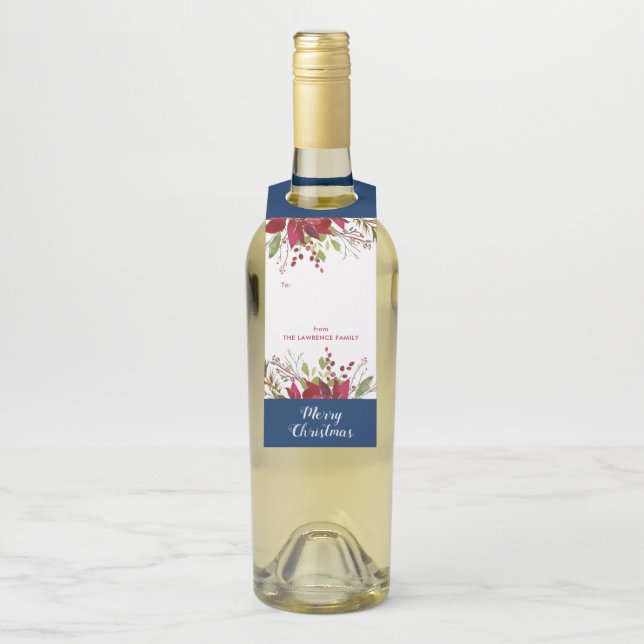 Colgador Para Botellas Feliz Navidad Elegante Fiesta Botánica (En botella)