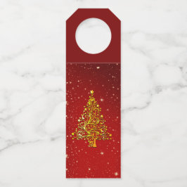 Colgador Para Botellas Feliz Navidad Rojo Dorado Árbol Estrellas