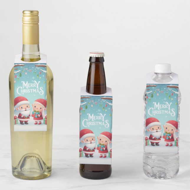 Colgador Para Botellas Feliz Navidad/santa/duendes nieve (In situ)