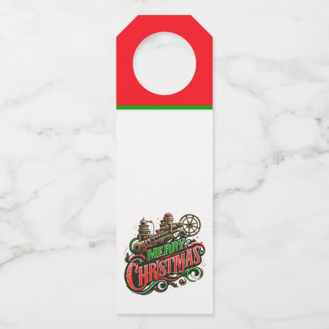 Colgador Para Botellas Feliz Navidad steampunk (Anverso)