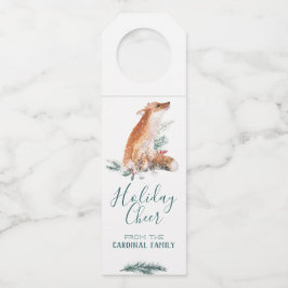 Colgador Para Botellas Festividad: Rojo Fox y Berries en invierno