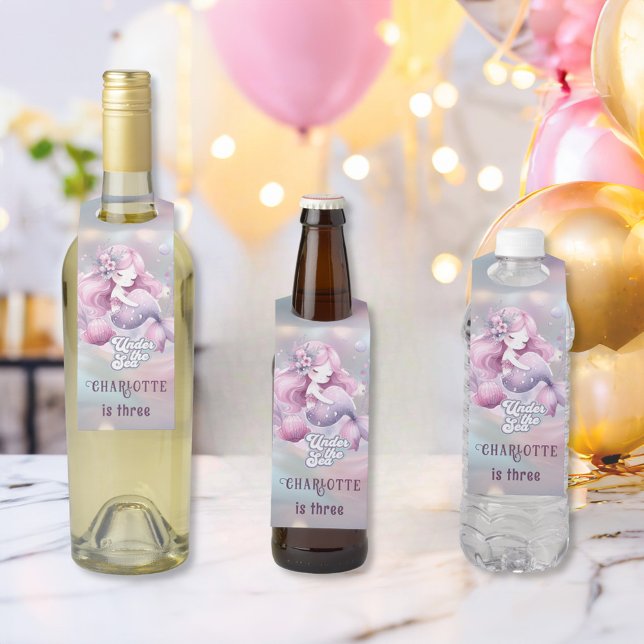Colgador Para Botellas Fiesta de cumpleaños de sirena mágica para niños (Subido por el creador)