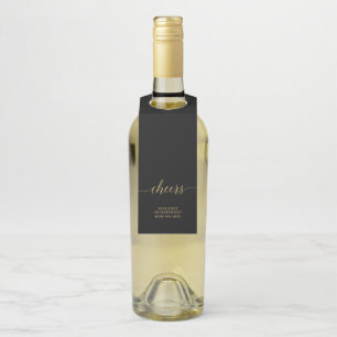 Colgador Para Botellas Fiesta Elegante de Oro y Negro con Letra Minimalis