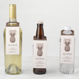Colgador Para Botellas Fiesta tropical de aloha con piña vintage