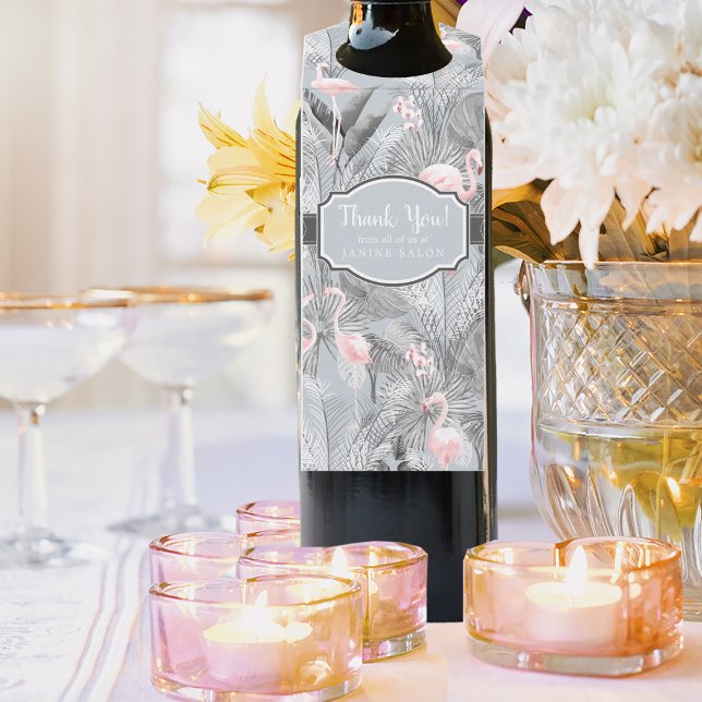 Colgador Para Botellas Flamingo Orquídea Trópico Patrón Gris ID868 (Wine Bottle In Situ)