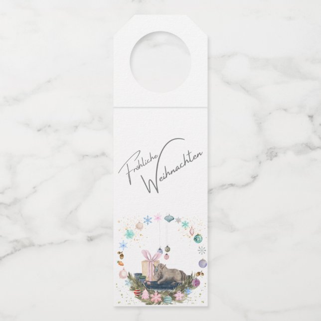 Colgador Para Botellas Flaschen Anhänger , Weihnachtsbild mit Pferd (Anverso)