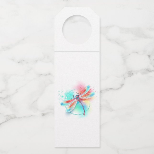 Colgador Para Botellas Fléon roja sobre fondo acuarela (Anverso)