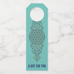 Colgador Para Botellas Flor de la vida - Ornamentos de época oro azul