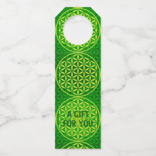 Colgador Para Botellas FLOR DE LA VIDA - patrón mezcla verde