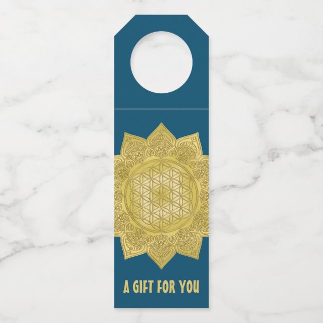 Colgador Para Botellas Flor de vida - Mandala india 4 (Anverso)