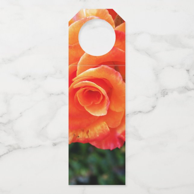 Colgador Para Botellas flor rosa naranja (Anverso)
