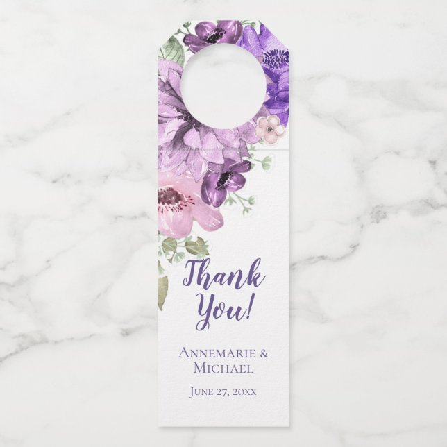 Colgador Para Botellas Floral acuática rosa púrpura ultravioleta (Anverso)