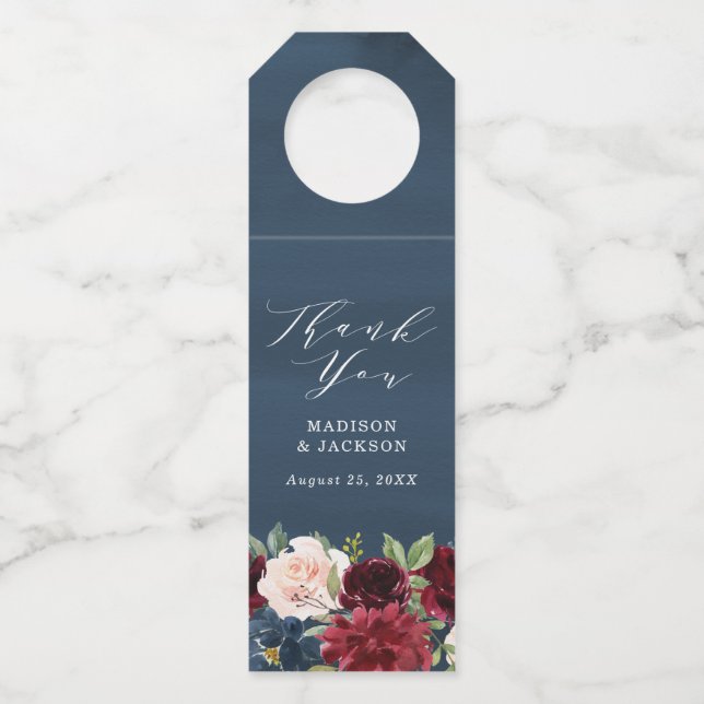 Colgador Para Botellas Floral encantada | Boda personalizado (Anverso)