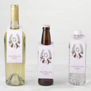 Colgador Para Botellas Floral Western Horseshoe Quinceanera