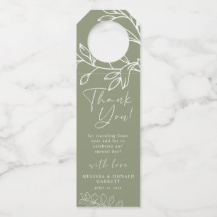 Colgador Para Botellas Flores Boho Sage Escritura Agradecimiento de Boda
