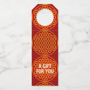 Colgador Para Botellas FLORES DE LA VIDA - Patrón rojo naranja
