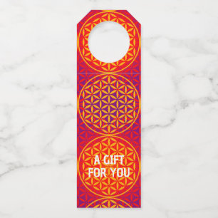 Colgador Para Botellas FLORES DE LA VIDA - Patrón rosa naranja