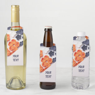 Colgador Para Botellas Flores de tela cosida artesanal de primavera azul