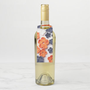 Colgador Para Botellas Flores de tela cosidas a mano de primavera naranja