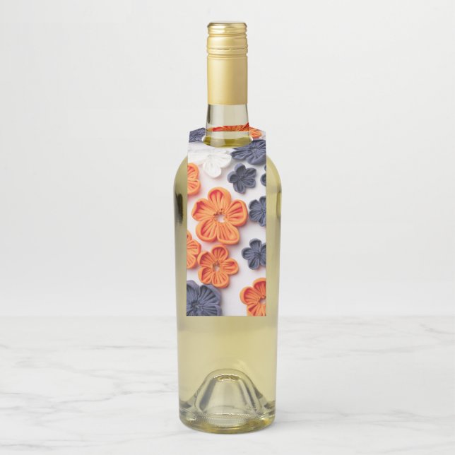 Colgador Para Botellas Flores de tela cosidas a mano de primavera naranja (En botella)