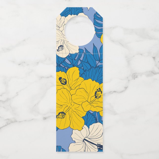 Colgador Para Botellas Flores y hojas de hibisco   (Anverso)