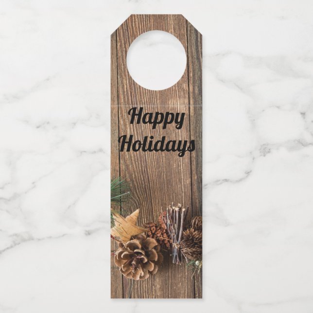 Colgador Para Botellas fondo de madera con piñas      (Anverso)