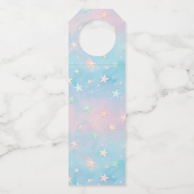 Colgador Para Botellas Fondo estrellado con gradiente azul-rosado  (Reverso)