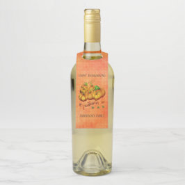 Colgador Para Botellas Fondo naranja Y Calabazas