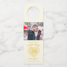 Colgador Para Botellas foto del 20º aniversario de bodas corazón de piedr