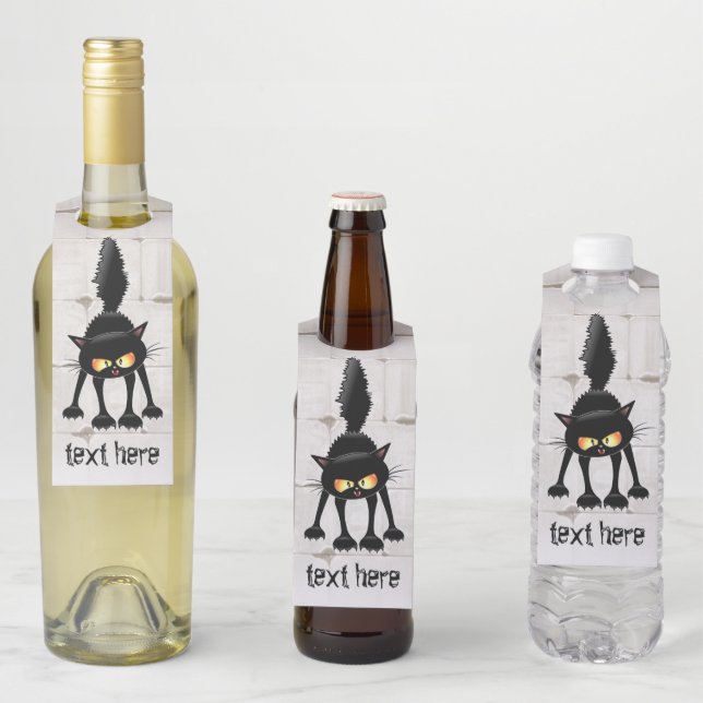 Colgador Para Botellas Funny Fierce Black Cat Personalizado (In situ)