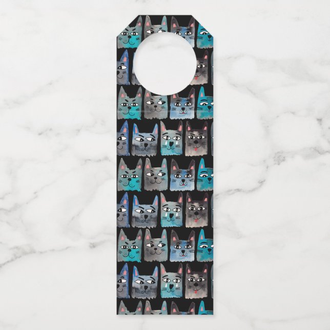 Colgador Para Botellas Gatos azules (Anverso)