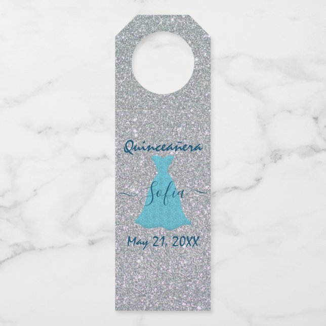 Colgador Para Botellas Glittering Quinceanera (Anverso)