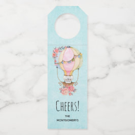 Colgador Para Botellas Globo aerostático lindo con Oso Acuarela