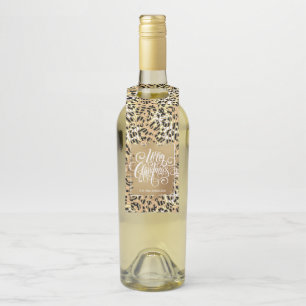 Colgador Para Botellas Gold Merry Christmas on Leopard
