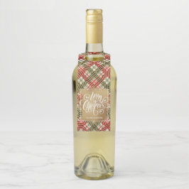 Colgador Para Botellas Gold Merry Christmas on Plaid
