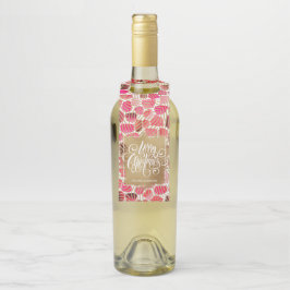 Colgador Para Botellas Gold Merry Christmas on Red