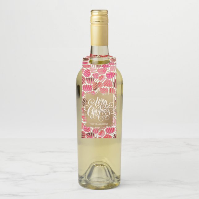 Colgador Para Botellas Gold Merry Christmas on Red (En botella)
