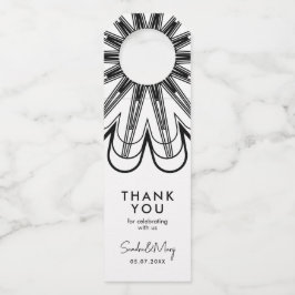 Colgador Para Botellas Gracias flor negra y blanca minimalista