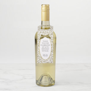 Colgador Para Botellas "Gracias" oro/90.a fiesta de cumpleaños del blanco