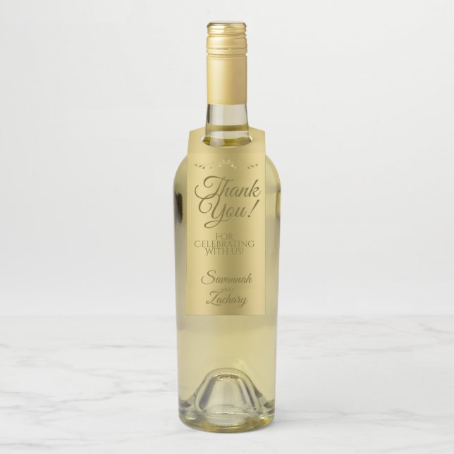 Colgador Para Botellas Gradiente Dorado Elegante Agradecimiento de Boda (En botella)