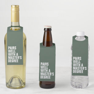 Colgador Para Botellas Grado divertido en verde de la maestría de graduac