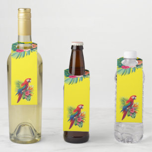Colgador Para Botellas Guacamaya roja floral tropical