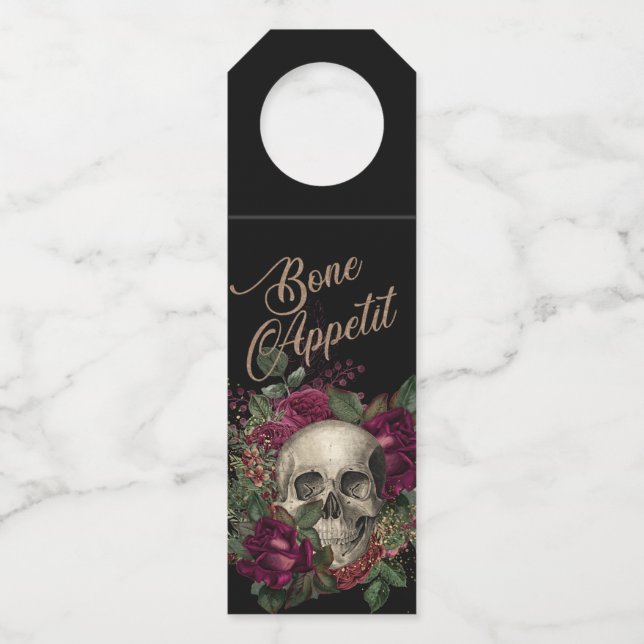 Colgador Para Botellas Halloween, Skull, Halloween gótico, suministros de (Anverso)