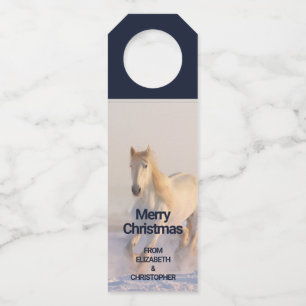 Colgador Para Botellas Hermoso Caballo Blanco Galopando en la Nieve