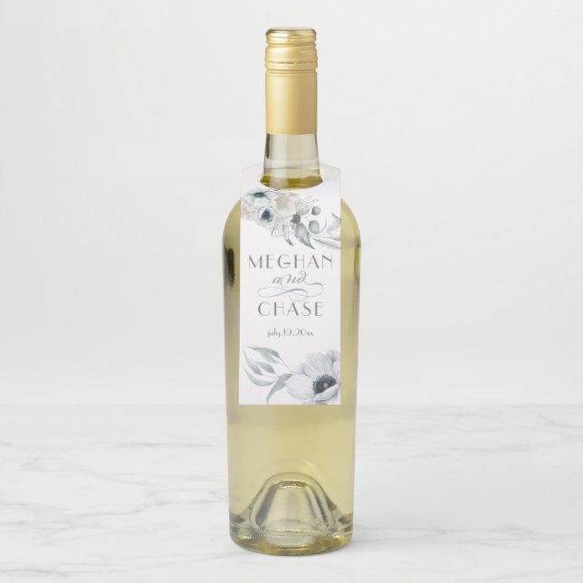 Colgador Para Botellas Hermoso floral acuarela azul (En botella)